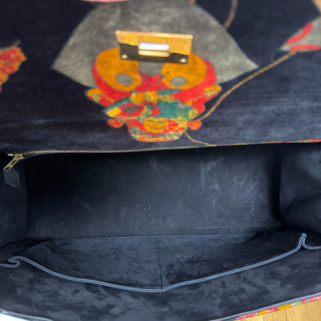 Hermès Kelly 40 Soies Volantes Rouge Vif Box Calfskin & Printed Velvet with Gold Hardware | Randolph Goods