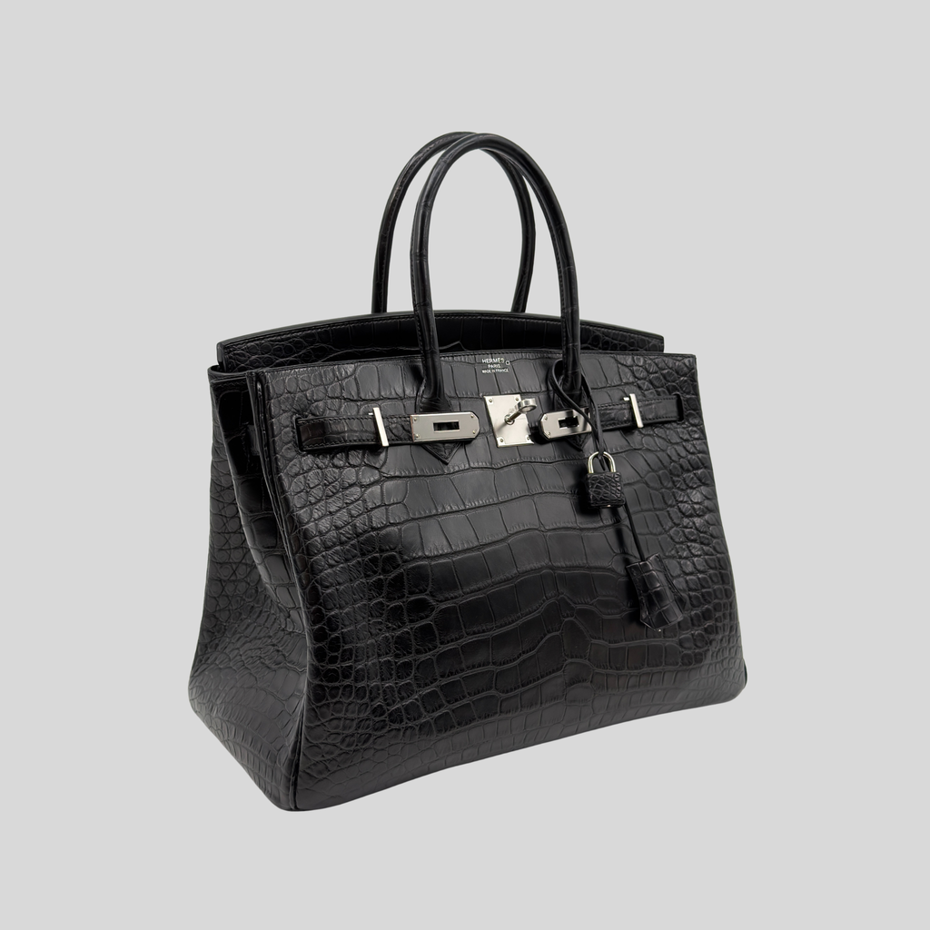 Randolph Goods | Hermès Birkin 35 Black Matte Alligator Leather Palladium Hardware