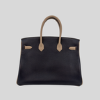 Hermès Birkin 35 HSS Bleu Atoll Gris Asphalte Bleu Indigo Clemence Leather Brushed Gold Hardware | Randolph Goods