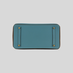 Hermès Birkin 35 HSS Bleu Atoll Gris Asphalte Bleu Indigo Clemence Leather Brushed Gold Hardware | Randolph Goods