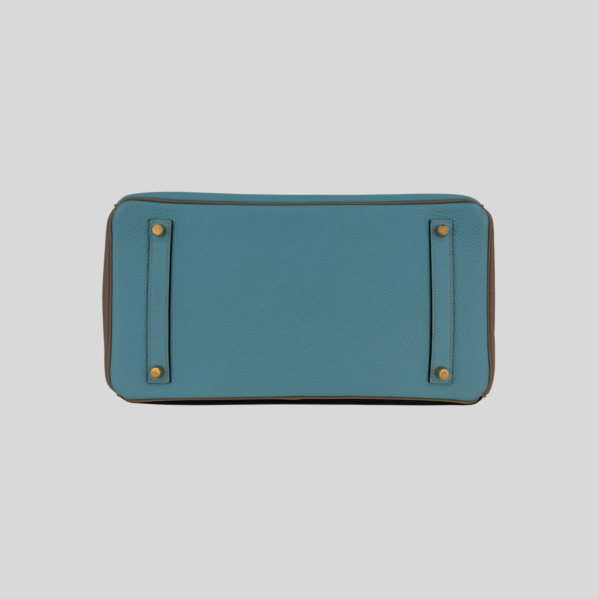 Hermès Birkin 35 HSS Bleu Atoll Gris Asphalte Bleu Indigo Clemence Leather Brushed Gold Hardware | Randolph Goods