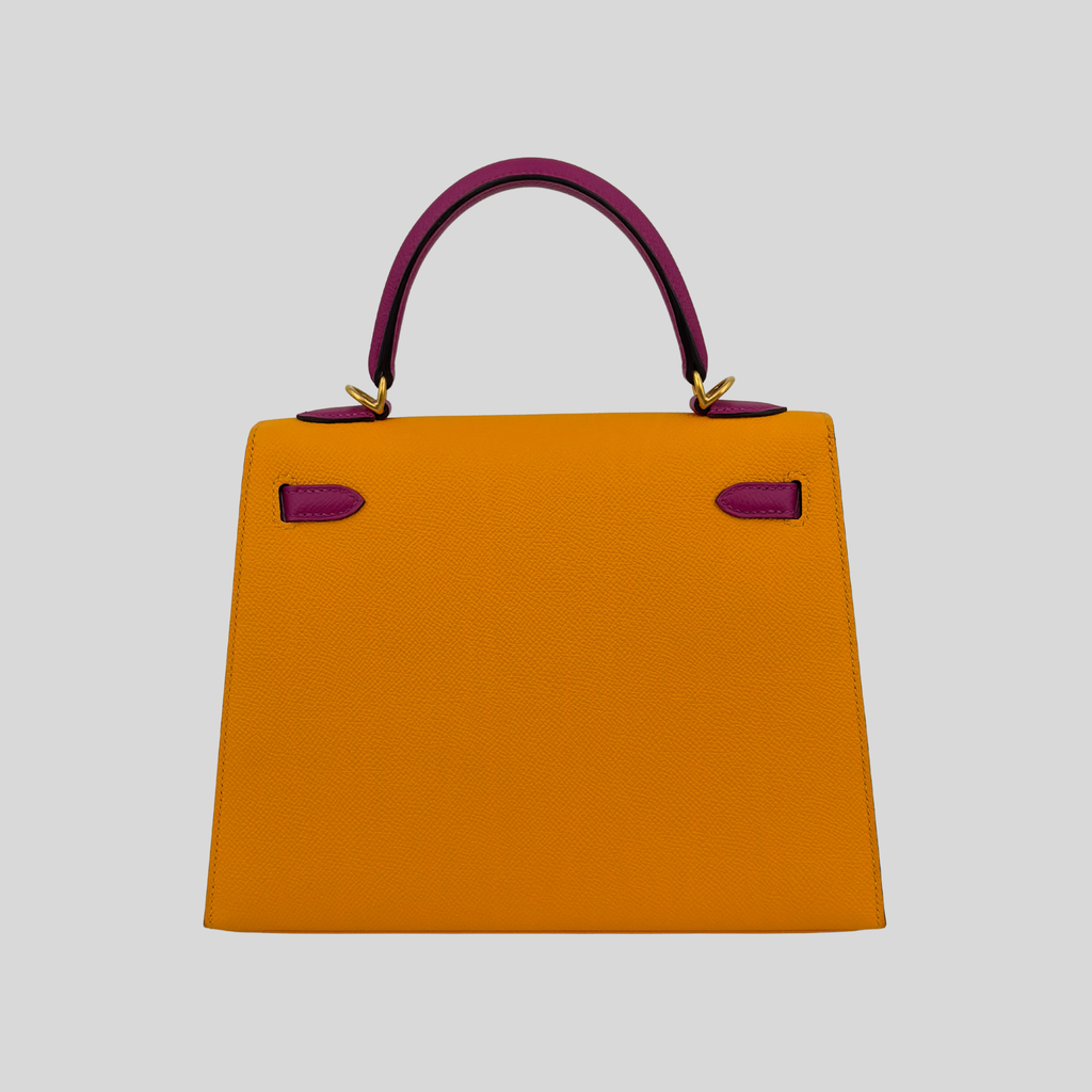 Hermès Birkin 25 HSS Jaune Ambre / Rose Pourpre Epsom Brushed Gold Hardware | Randolph Goods