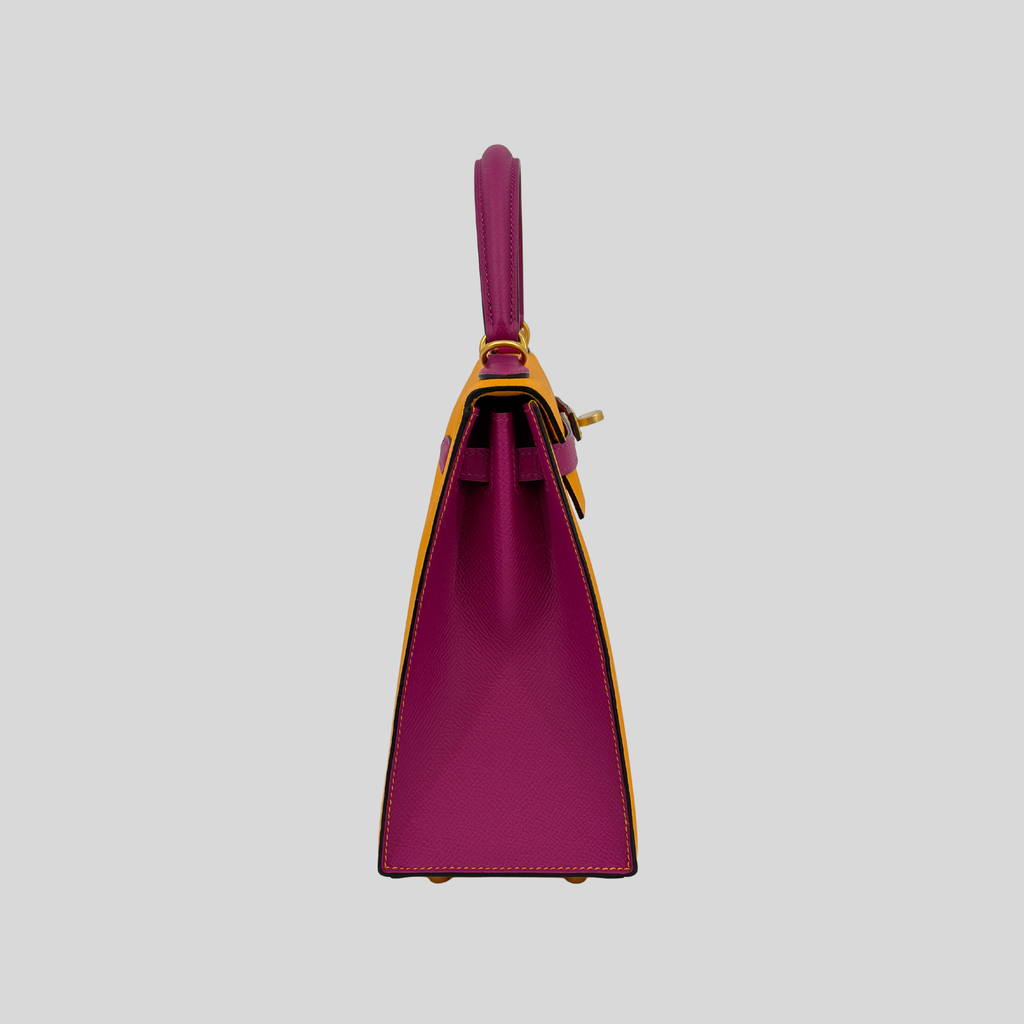Hermès Birkin 25 HSS Jaune Ambre / Rose Pourpre Epsom Brushed Gold Hardware | Randolph Goods