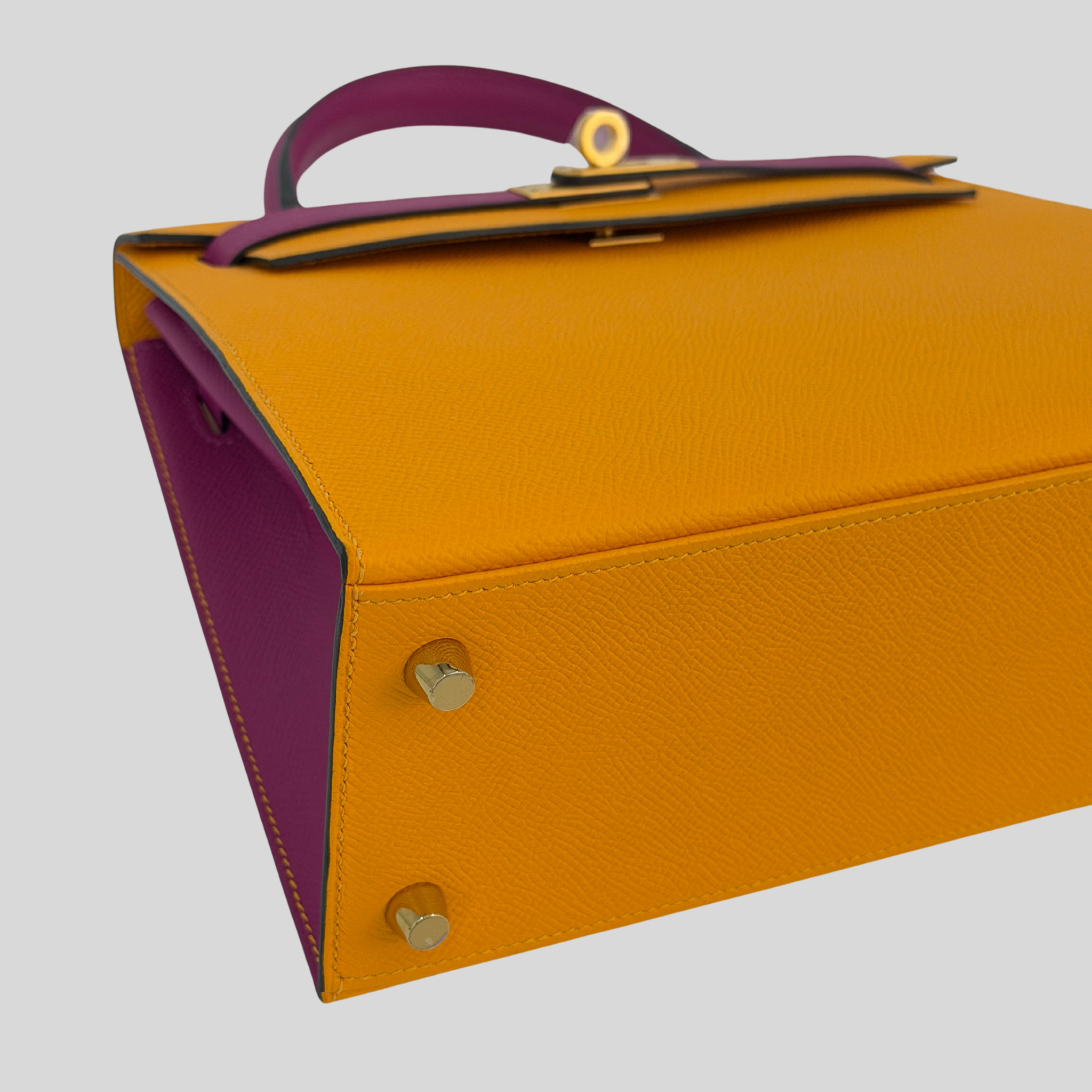 Hermès Birkin 25 HSS Jaune Ambre / Rose Pourpre Epsom Brushed Gold Hardware | Randolph Goods