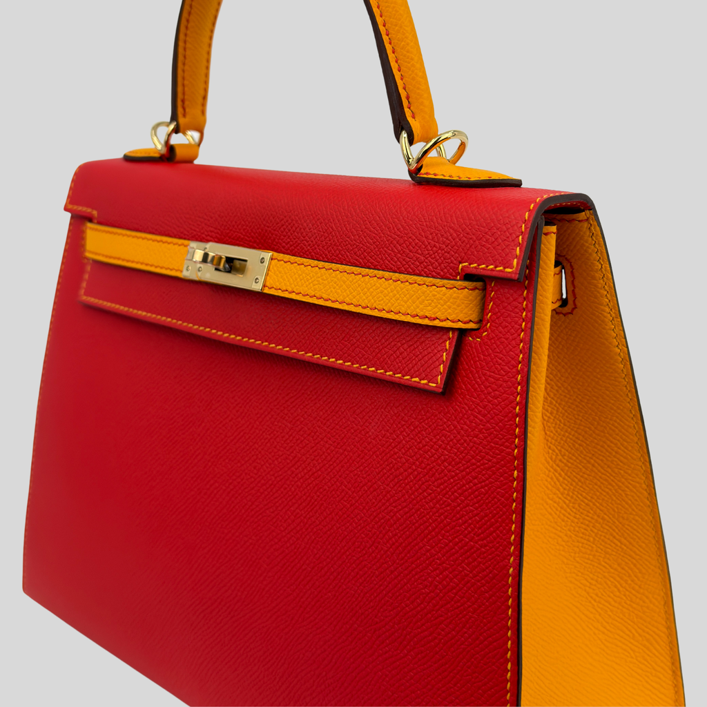 Hermès Birkin 25 HSS Rouge Casaque / Jaune Ambre Epsom Gold Hardware | Randolph Goods