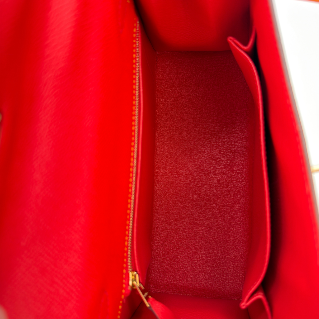 Hermès Birkin 25 HSS Rouge Casaque / Jaune Ambre Epsom Gold Hardware | Randolph Goods