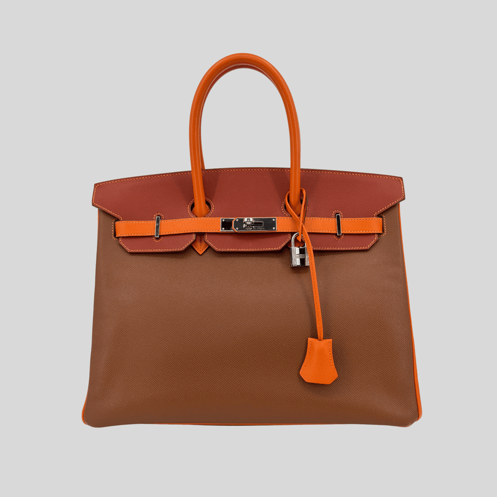 Hermès Birkin 35 HSS Tricolor (Alezan, Gold, Orange) Epsom Palladium Hardware | Randolph Goods