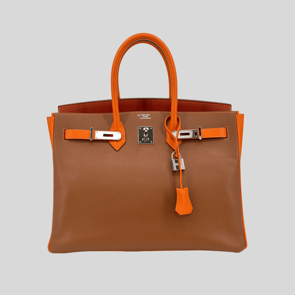 Hermès Birkin 35 HSS Tricolor (Alezan, Gold, Orange) Epsom Palladium Hardware | Randolph Goods