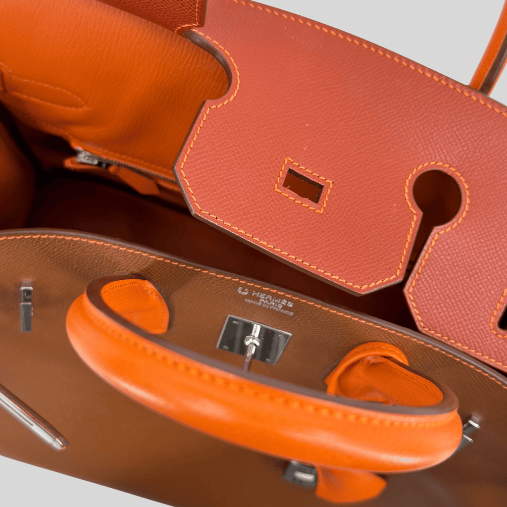 Hermès Birkin 35 HSS Tricolor (Alezan, Gold, Orange) Epsom Palladium Hardware | Randolph Goods
