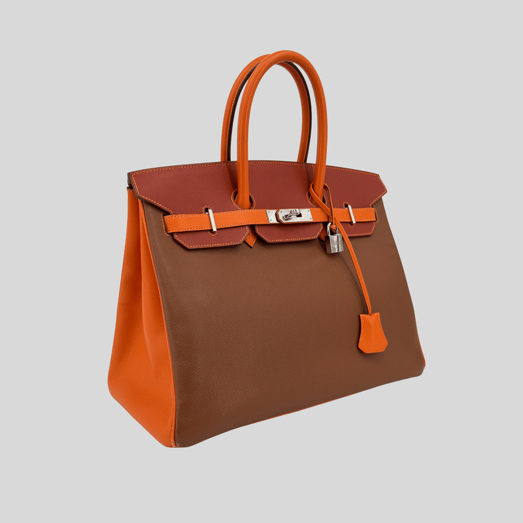 Hermès Birkin 35 HSS Tricolor (Alezan, Gold, Orange) Epsom Palladium Hardware | Randolph Goods