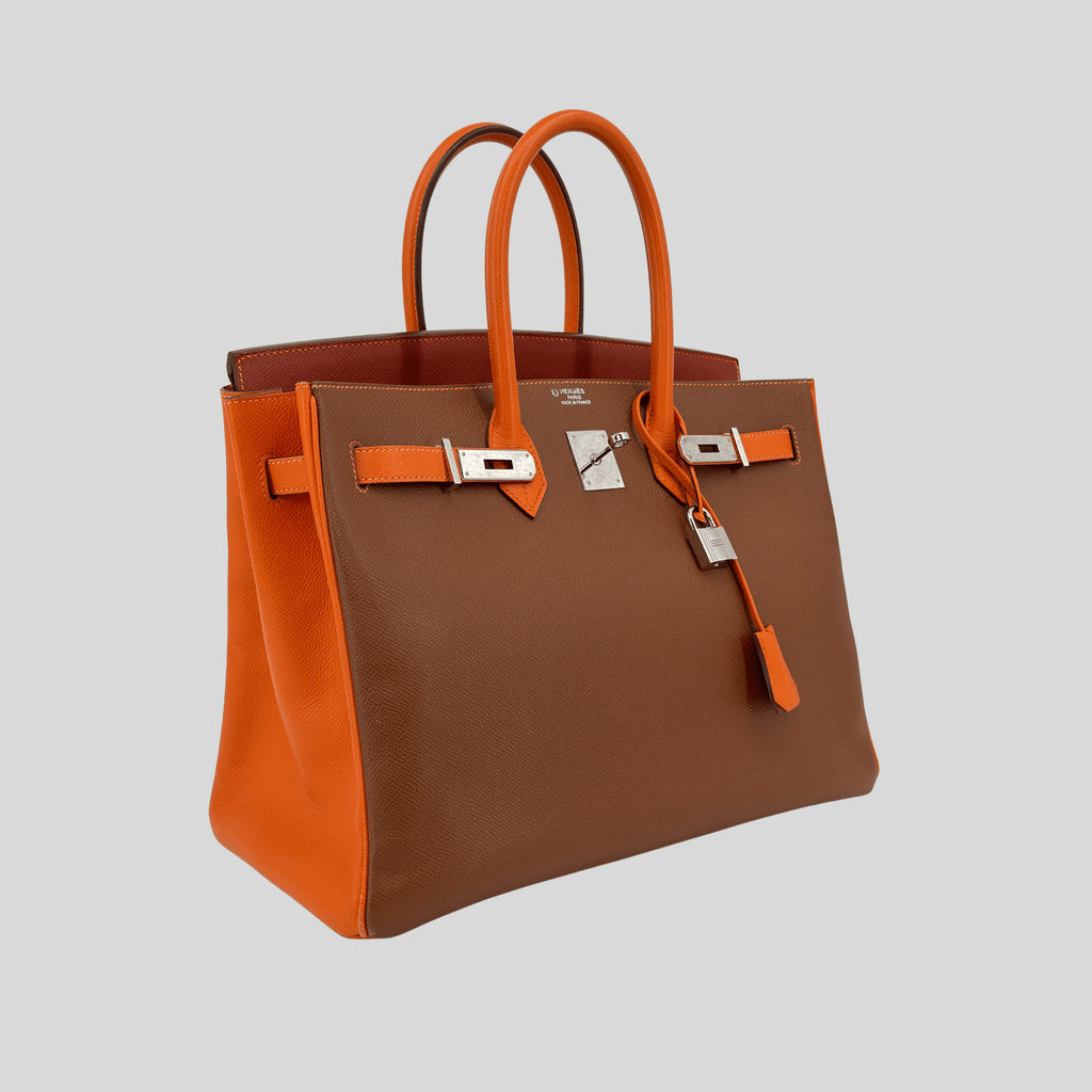 Hermès Birkin 35 HSS Tricolor (Alezan, Gold, Orange) Epsom Palladium Hardware | Randolph Goods