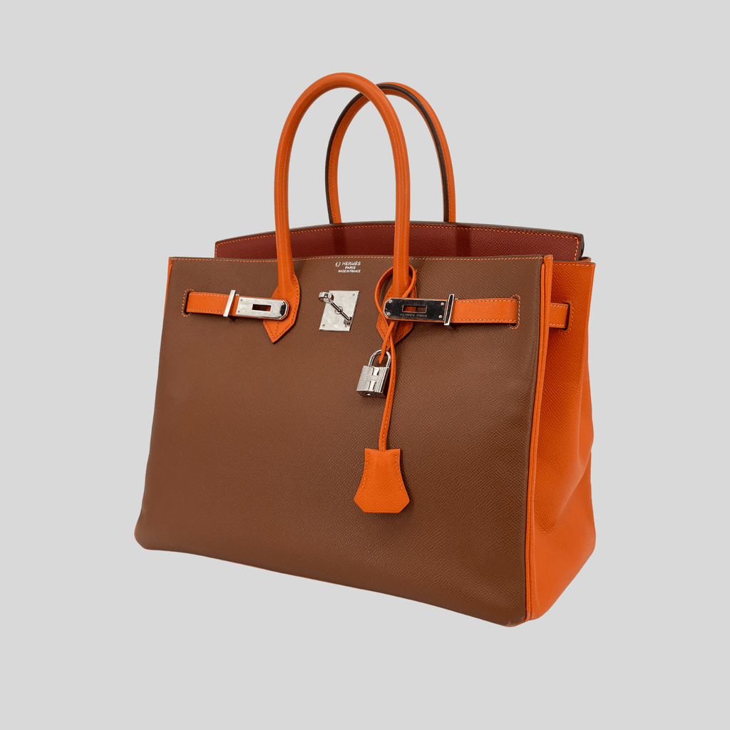 Hermès Birkin 35 HSS Tricolor (Alezan, Gold, Orange) Epsom Palladium Hardware | Randolph Goods