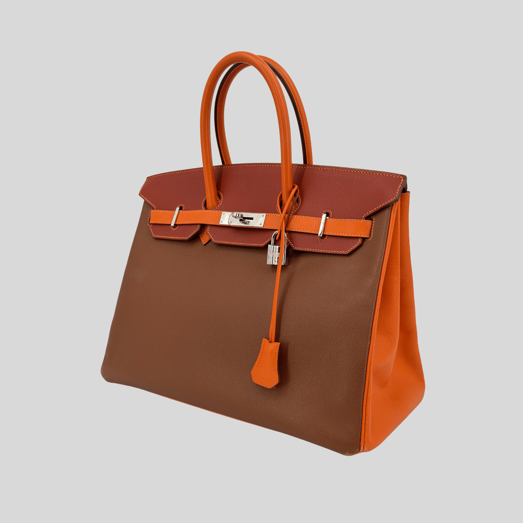 Hermès Birkin 35 HSS Tricolor (Alezan, Gold, Orange) Epsom Palladium Hardware | Randolph Goods