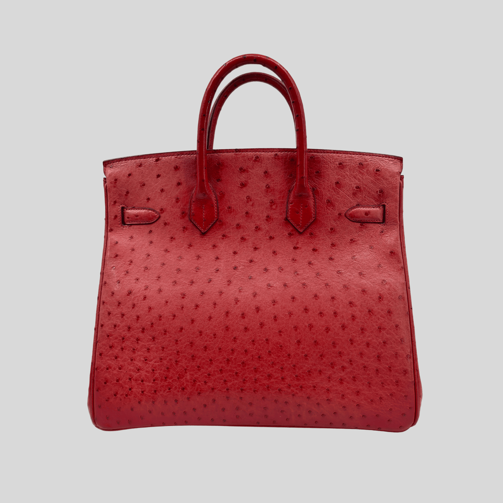 Hermès HAC 32 Rouge Vif Ostrich Palladium Hardware | Randolph Goods