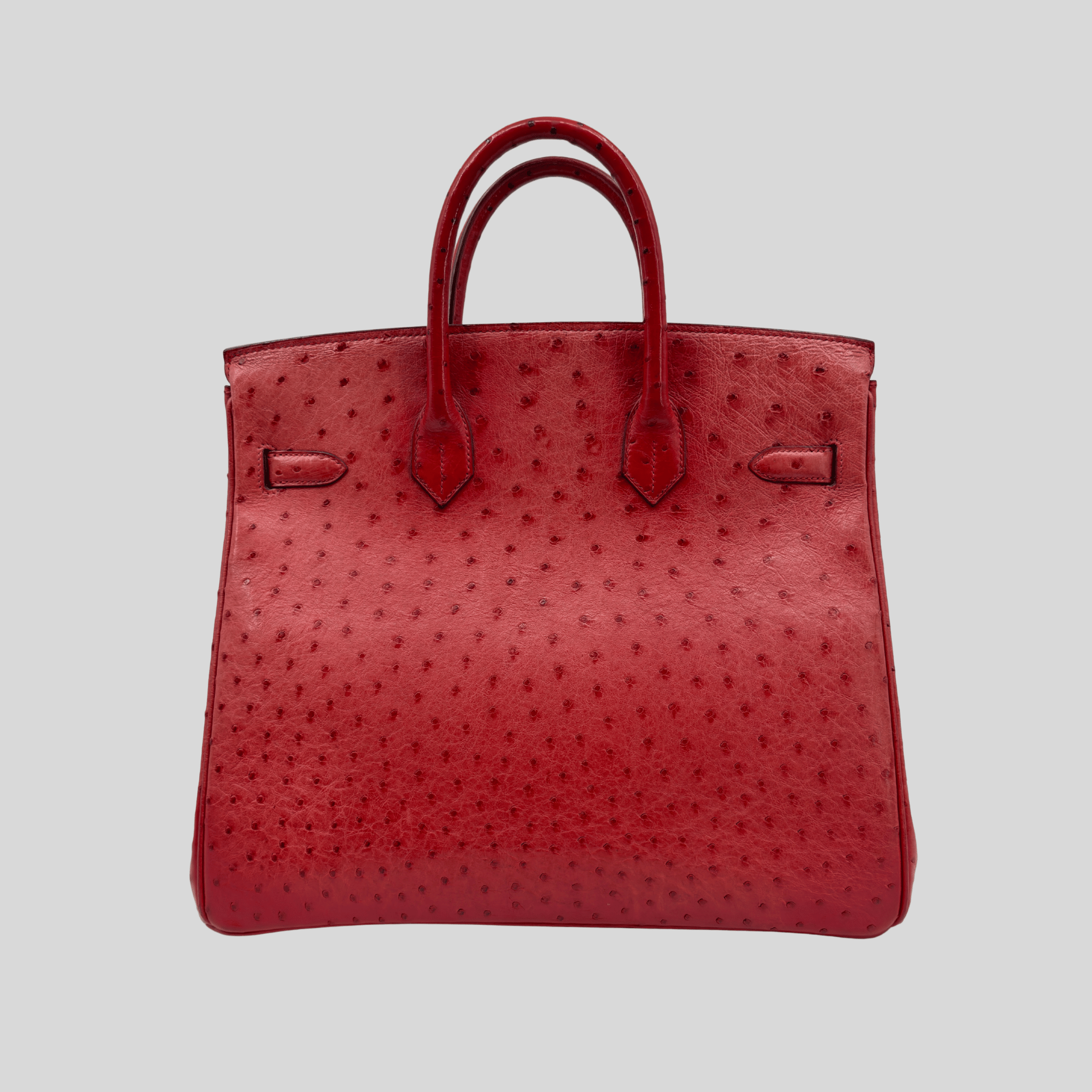 Hermès HAC 32 Rouge Vif Ostrich Palladium Hardware | Randolph Goods