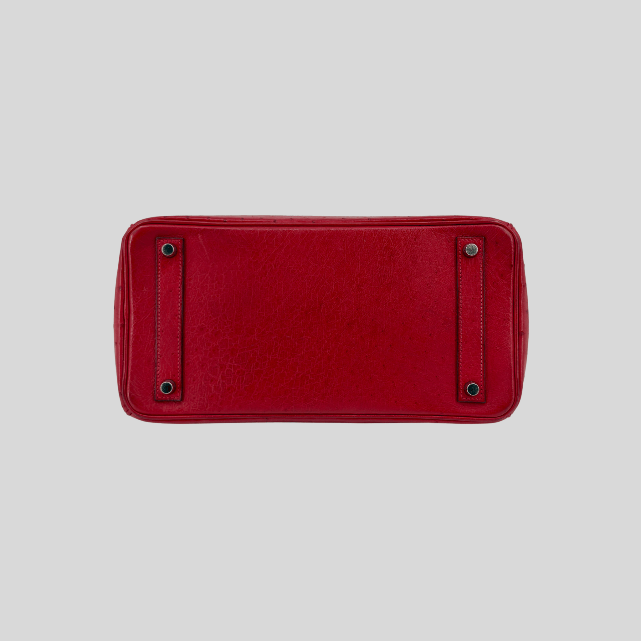 Hermès HAC 32 Rouge Vif Ostrich Palladium Hardware | Randolph Goods