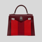 Hermès Rare Limited Edition Kelly 28 Kellygraphie “Lettre M” Rouge H/Vermillion/Rouge Grenat/Rose Tyrien Palladium Hardware | Randolph Goods