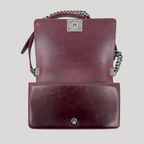 CHANEL Chained Boy Flap Old Medium Burgundy Glazed Calfskin Aged Gunmetal Hardware | Randolph Goods