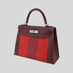 Hermès Rare Limited Edition Kelly 28 Kellygraphie “Lettre M” Rouge H/Vermillion/Rouge Grenat/Rose Tyrien Palladium Hardware | Randolph Goods
