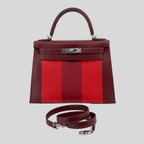 Hermès Rare Limited Edition Kelly 28 Kellygraphie “Lettre M” Rouge H/Vermillion/Rouge Grenat/Rose Tyrien Palladium Hardware | Randolph Goods