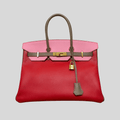 Hermès Birkin 35 HSS Tricolor Bubblegum, Rouge Casaque, Etain Epsom Gold Hardware