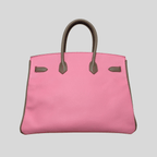 Hermès Birkin 35 HSS Tricolor Bubblegum, Rouge Casaque, Etain Epsom Gold Hardware