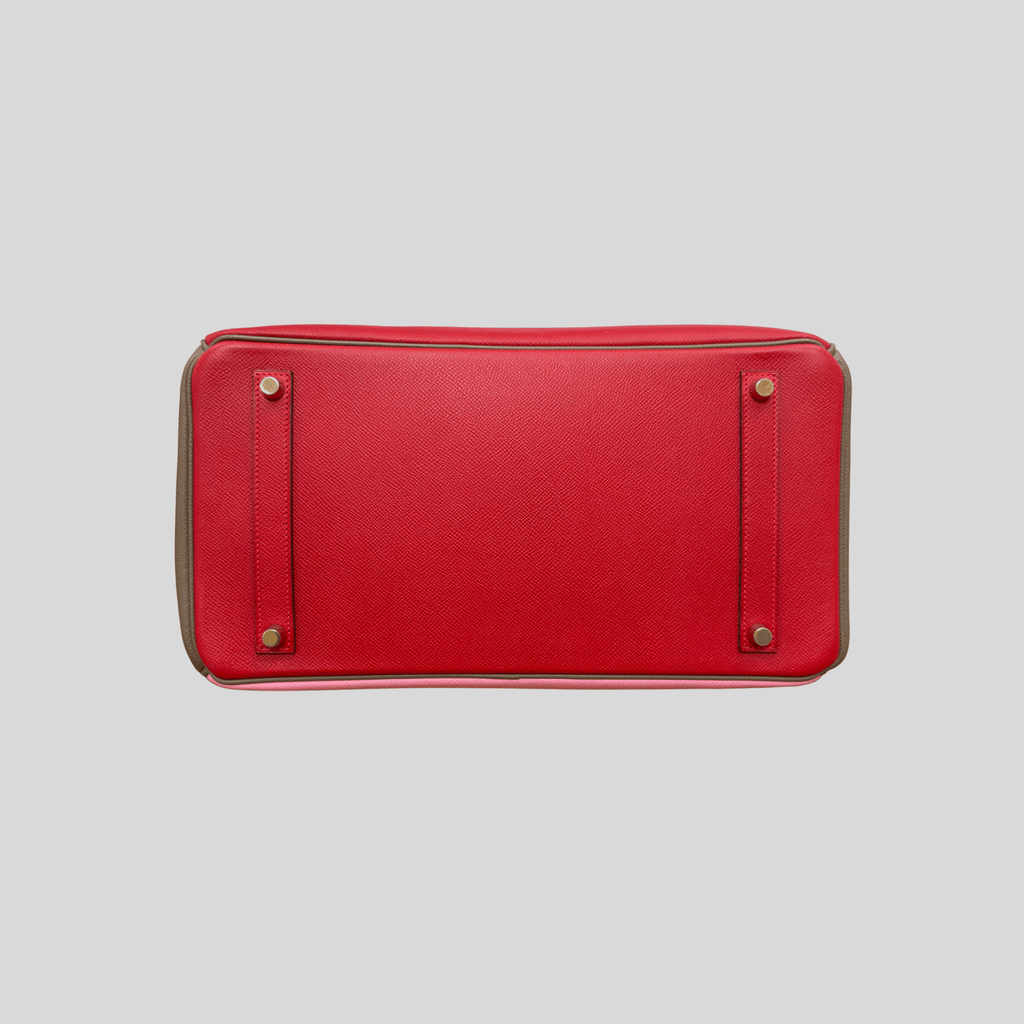 Hermès Birkin 35 HSS Tricolor Bubblegum, Rouge Casaque, Etain Epsom Gold Hardware