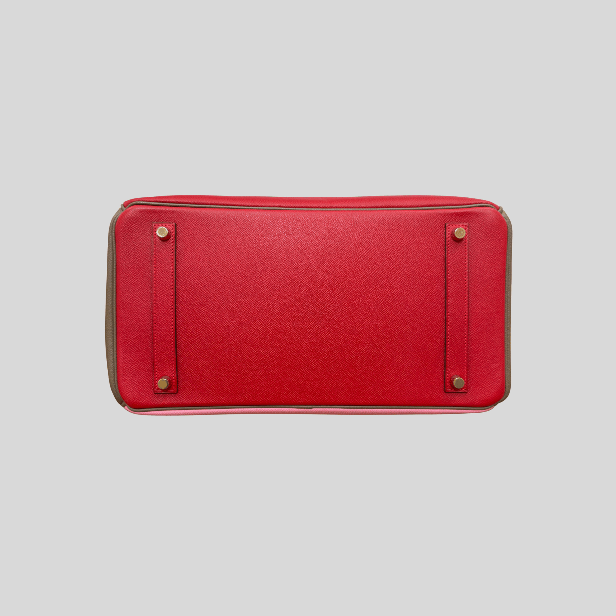 Hermès Birkin 35 HSS Tricolor Bubblegum, Rouge Casaque, Etain Epsom Gold Hardware