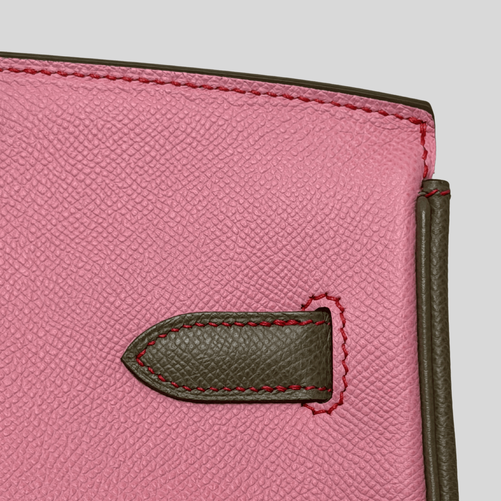 Hermès Birkin 35 HSS Tricolor Bubblegum, Rouge Casaque, Etain Epsom Gold Hardware