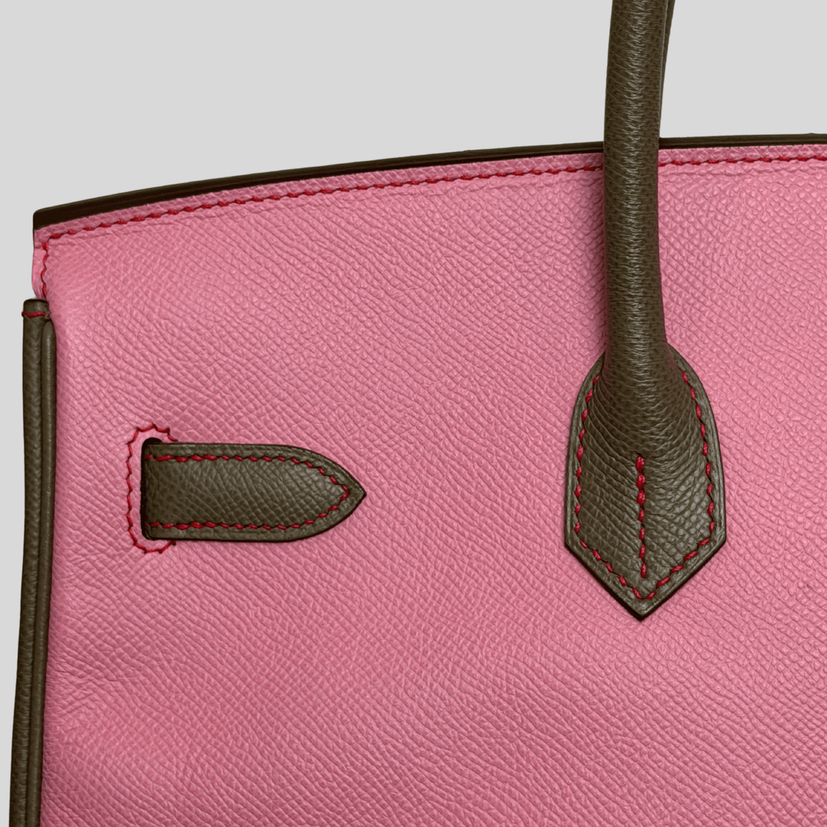 Hermès Birkin 35 HSS Tricolor Bubblegum, Rouge Casaque, Etain Epsom Gold Hardware