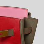 Hermès Birkin 35 HSS Tricolor Bubblegum, Rouge Casaque, Etain Epsom Gold Hardware