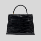 Hermès Kelly 28 Black Porosus Crocodile Leather Gold Hardware | Randolph Goods