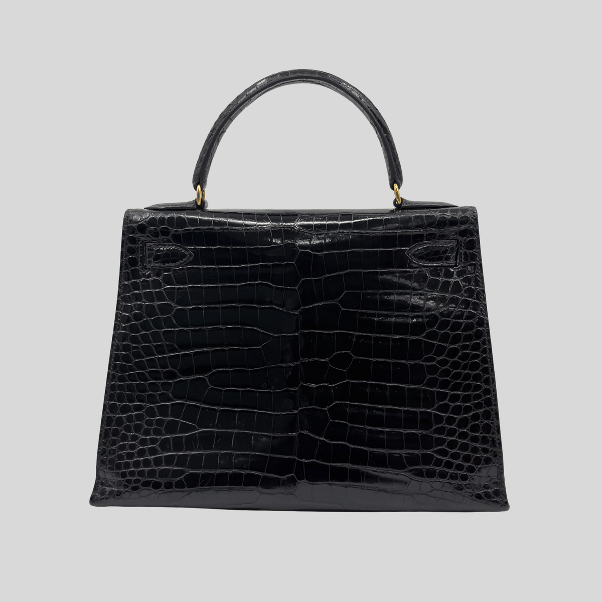 Hermès Kelly 28 Black Porosus Crocodile Leather Gold Hardware | Randolph Goods