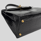 Hermès Kelly 28 Black Porosus Crocodile Leather Gold Hardware | Randolph Goods