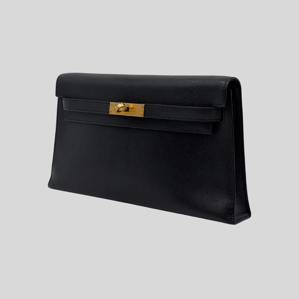 Hermès Kelly Elan Black Chèvre Gold Hardware | Randolph Goods