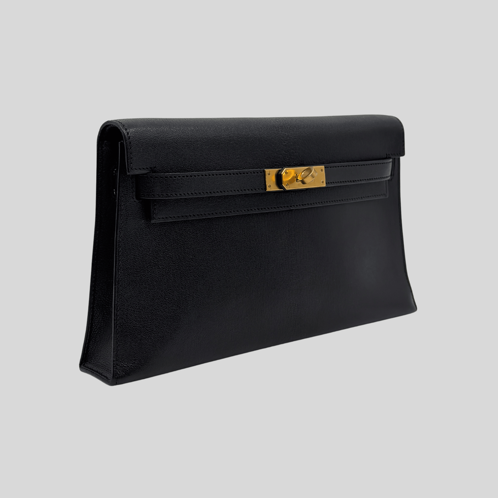 Hermès Kelly Elan Black Chèvre Gold Hardware | Randolph Goods