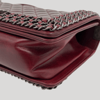 CHANEL Chained Boy Flap Old Medium Burgundy Glazed Calfskin Aged Gunmetal Hardware