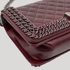 CHANEL Chained Boy Flap Old Medium Burgundy Glazed Calfskin Aged Gunmetal Hardware | Randolph Goods