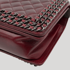 CHANEL Chained Boy Flap Old Medium Burgundy Glazed Calfskin Aged Gunmetal Hardware | Randolph Goods
