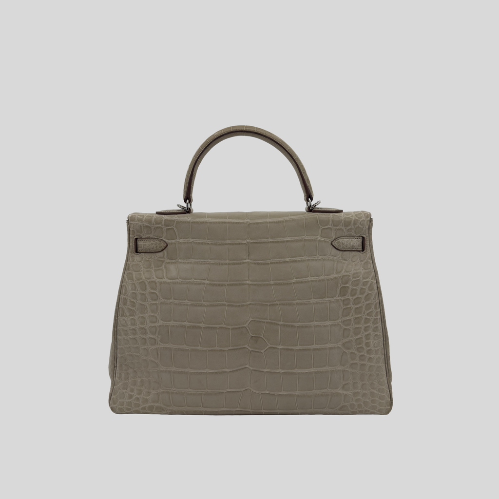 Hermès Kelly 35 Beton Matte Alligator Palladium Hardware