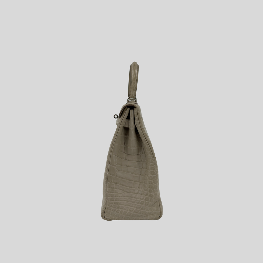 Hermès Kelly 35 Beton Matte Alligator Palladium Hardware