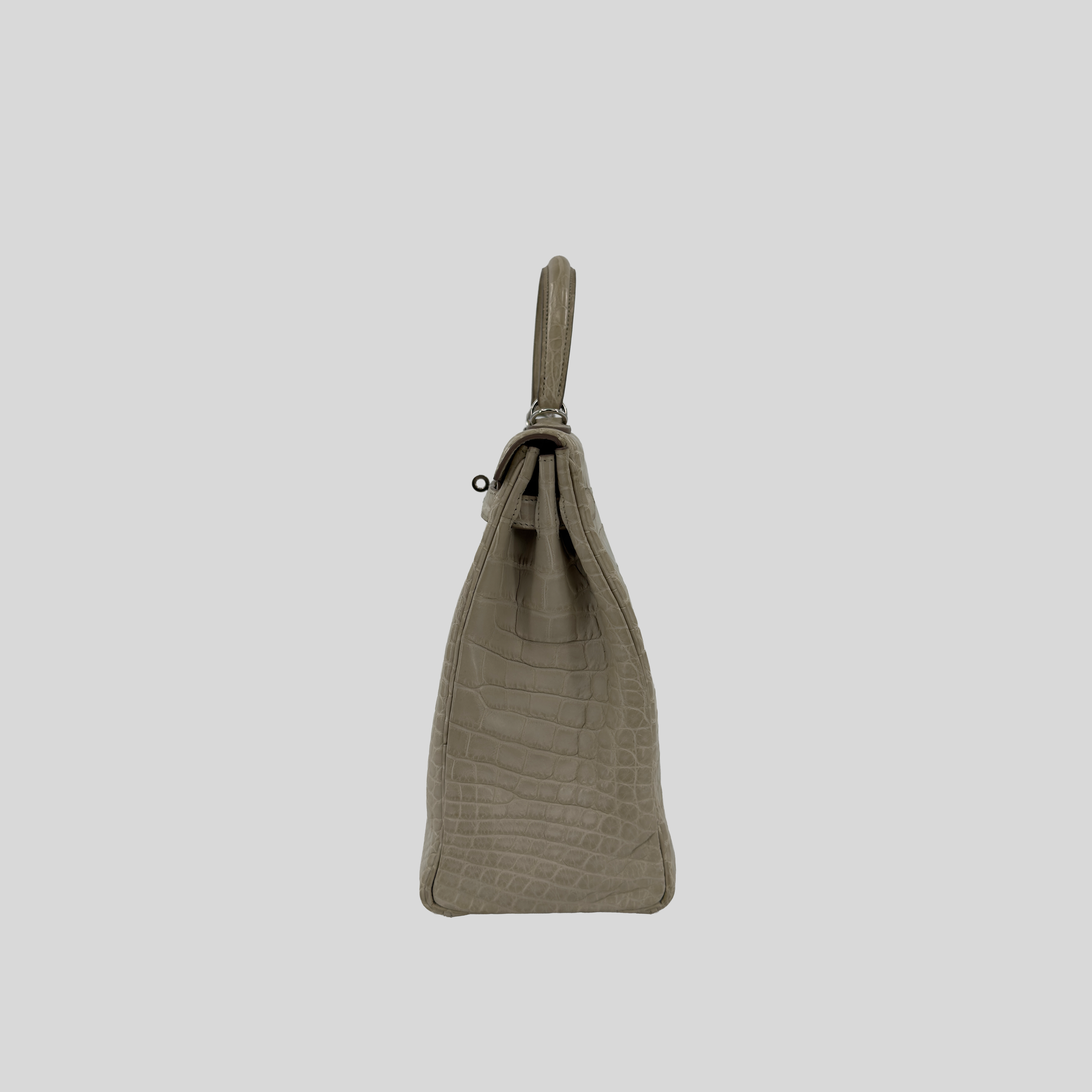 Hermès Kelly 35 Beton Matte Alligator Palladium Hardware