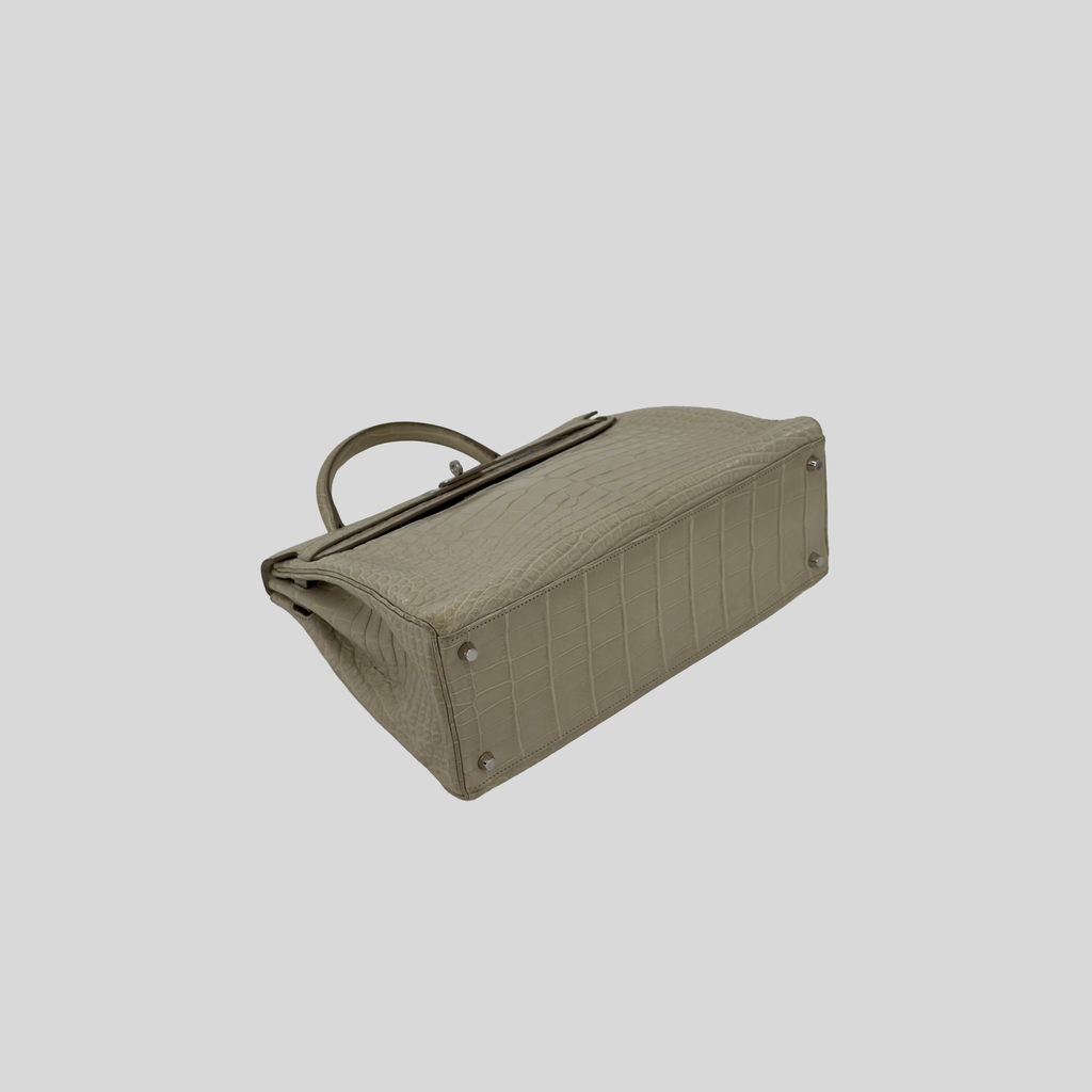 Hermès Kelly 35 Beton Matte Alligator Palladium Hardware