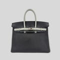Hermès Birkin 25 Black and Gris Perle Chèvre Leather Brushed Palladium Hardware