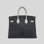 Hermès Birkin 25 Black and Gris Perle Chèvre Leather Brushed Palladium Hardware