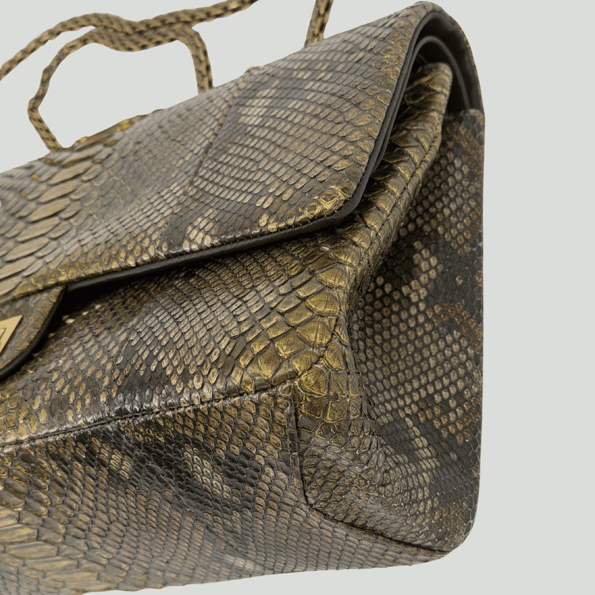 CHANEL Python Reissue Double Flap Jumbo Bronze Multicolor Aged Gold Hardware