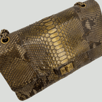 CHANEL Python Reissue Double Flap Jumbo Bronze Multicolor Aged Gold Hardware