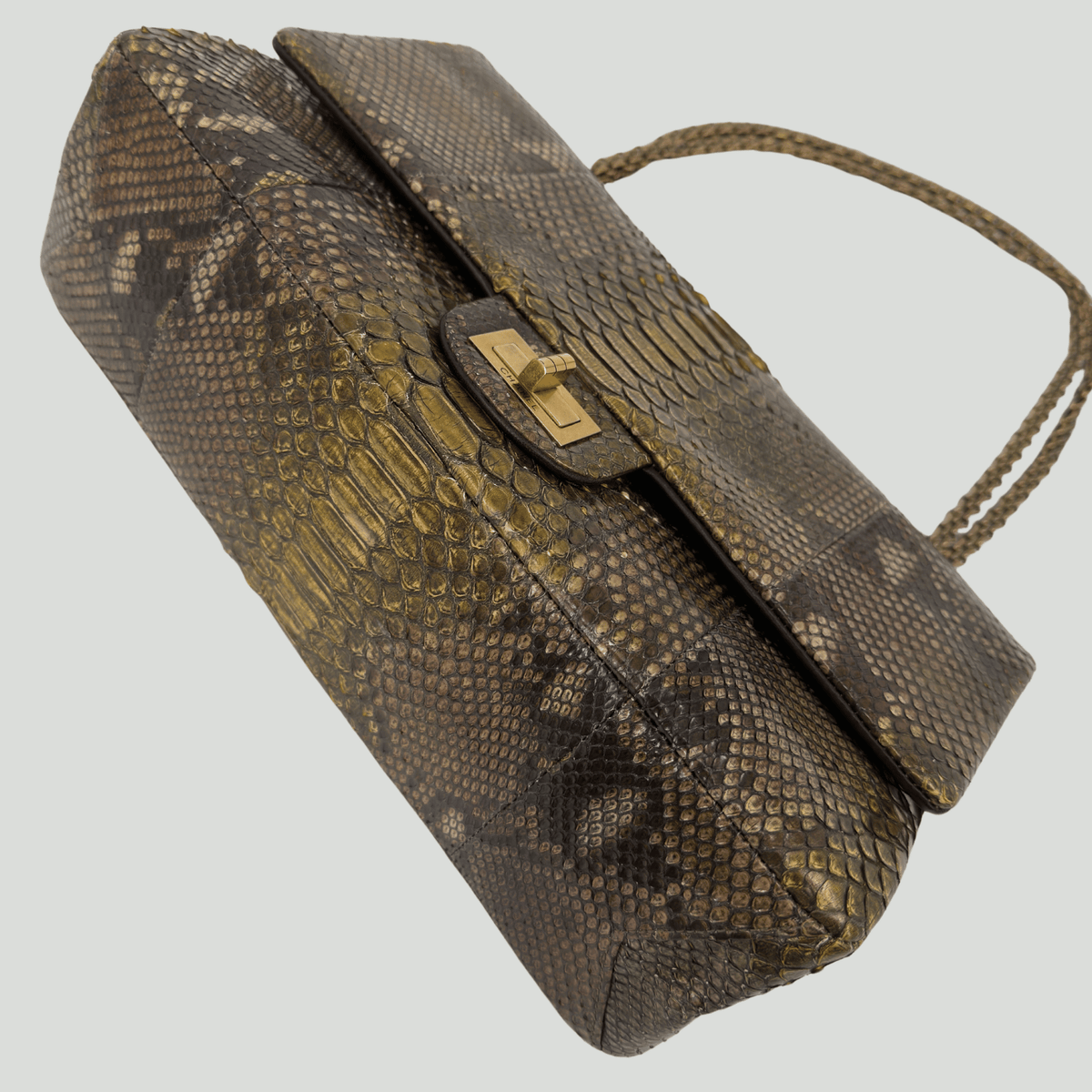 CHANEL Python Reissue Double Flap Jumbo Bronze Multicolor Aged Gold Hardware
