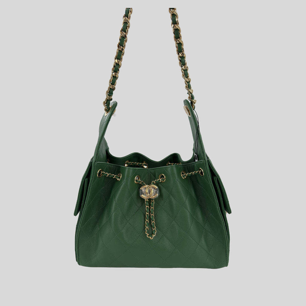 Chanel 25 Hobo Small Métiers d’Art 26A Green Caviar Leather Gold Hardware