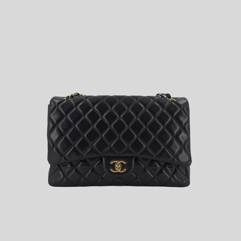 Chanel Classic Flap Maxi Black Lambskin Gold Hardware